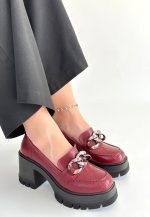 Winar Bordo Rugan Doldu Topuk Ayakkabı