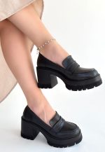 Janes Siyah Cilt Dolgu Topuk Ayakkabı - Görsel 3