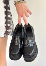 Janes Siyah Rugan Dolgu Topuk Ayakkabı - Görsel 3