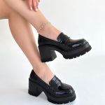 Janes Siyah Rugan Dolgu Topuk Ayakkabı - Görsel 4