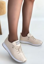 Monya Bej Cilt Bağcıklı Spor Ayakkabı - Görsel 3