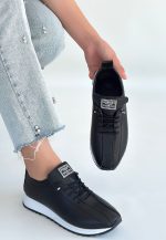 Monya Siyah Cilt Bağcıklı Spor Ayakkabı - Görsel 3