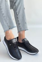 Monya Siyah Cilt Bağcıklı Spor Ayakkabı - Görsel 2