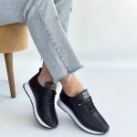 Monya Siyah Cilt Bağcıklı Spor Ayakkabı - Görsel 4