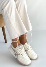 Zlay Bej Cilt Vizon Detaylı Bağcıklı Spor Ayakkabı - Görsel 3