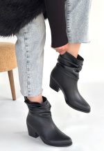 Lukana Siyah Cilt Topuklu Körüklü Bot - Görsel 2