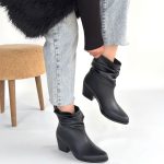 Lukana Siyah Cilt Topuklu Körüklü Bot - Görsel 4