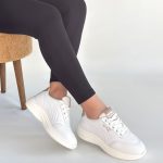 Yejja Beyaz Cilt Bağcıklı Spor Ayakkabı - Görsel 4