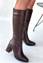 Morena Acı Kahve Cilt Topuklu Çizme - Görsel 2