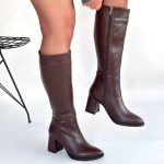 Morena Acı Kahve Cilt Topuklu Çizme - Görsel 4