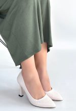 Merio Bej Baskılı Rugan Topuklu Ayakkabı - Görsel 3