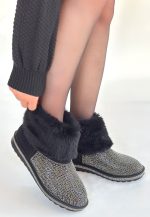 Linka Siyah Süet Gümüş Boncuk İşlemeli Bot - Görsel 2