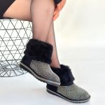 Linka Siyah Süet Gümüş Boncuk İşlemeli Bot - Görsel 4